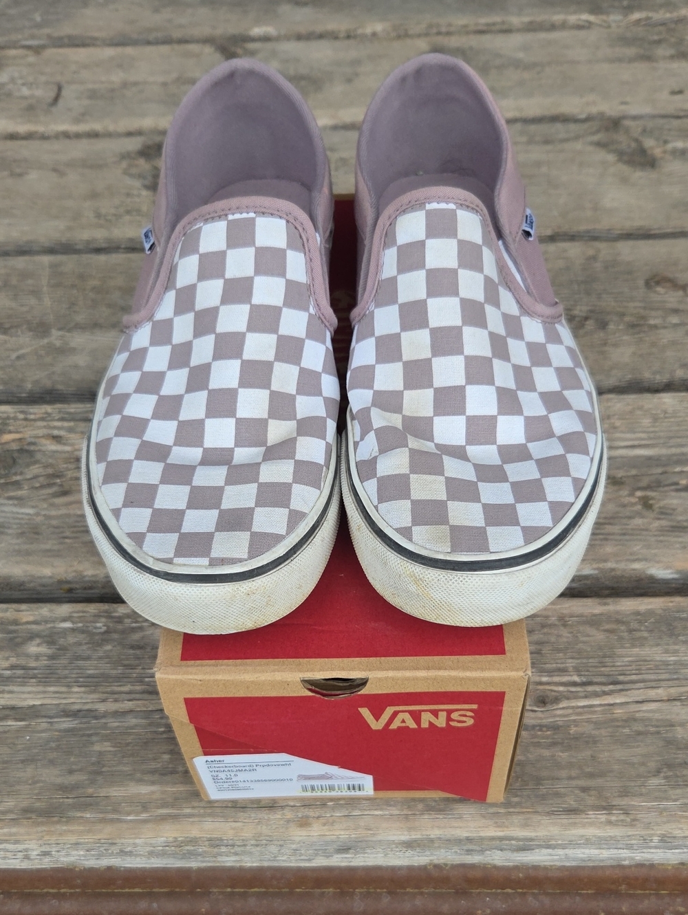 Vans Asher Checker Slip-on Sneaker Skate Shoes Size M9.5/W11 in Purple Dove